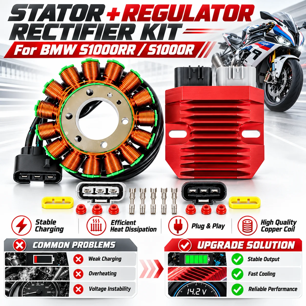 Generator Magneto Stator Coil Replacement Parts For BMW S1000RR S1000R Ignition Coil Stator Generator