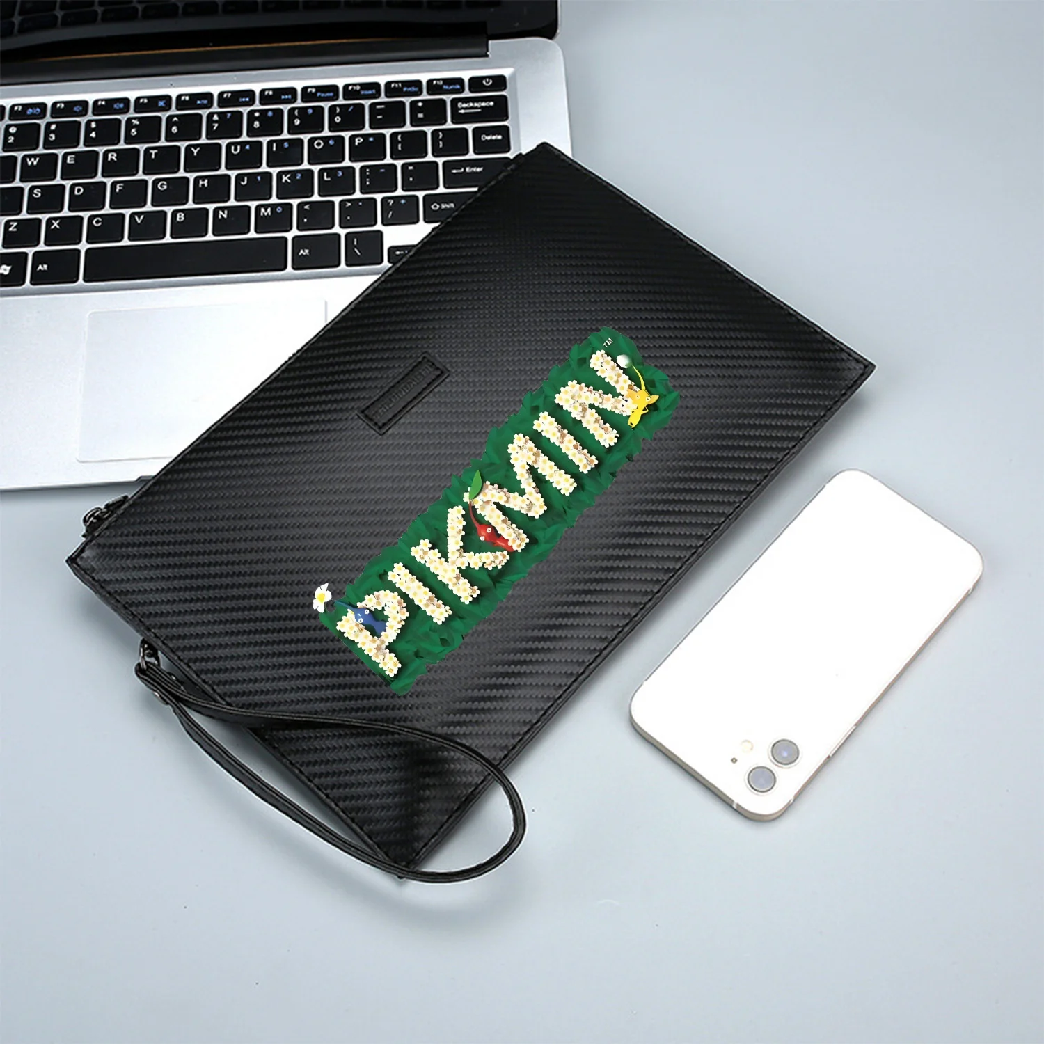 زهور حروف زهور، إبداعية، كرتونية، نمط ملون أنيق مطبوع من البولي يوريثان حقيبة يد رجالية عصرية وعملية للاستخدام اليومي C