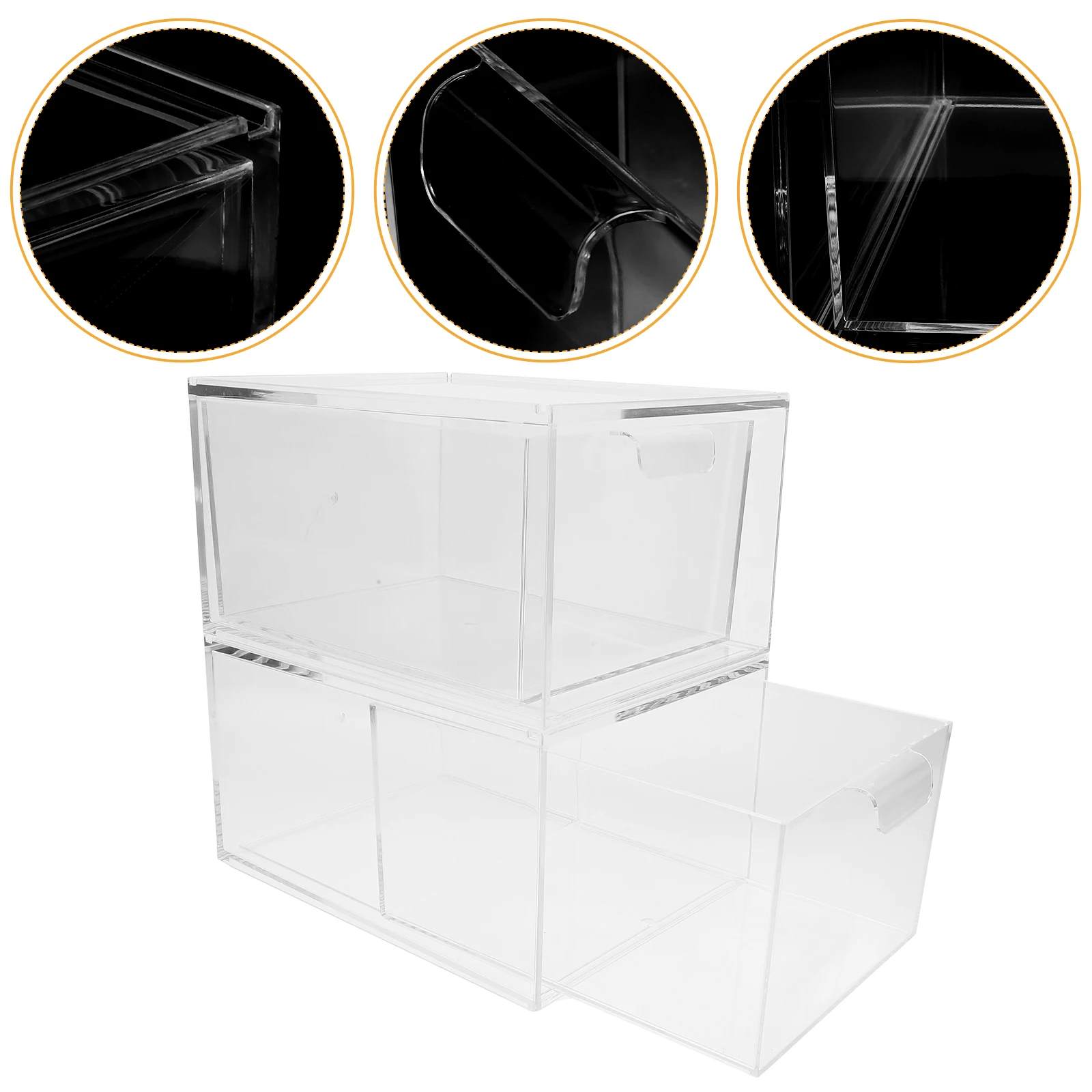 

Transparent Acrylic Storage Box Single pcs Makeup Organizer Desk Bedroom Tabletop Container Stationery Jewelry