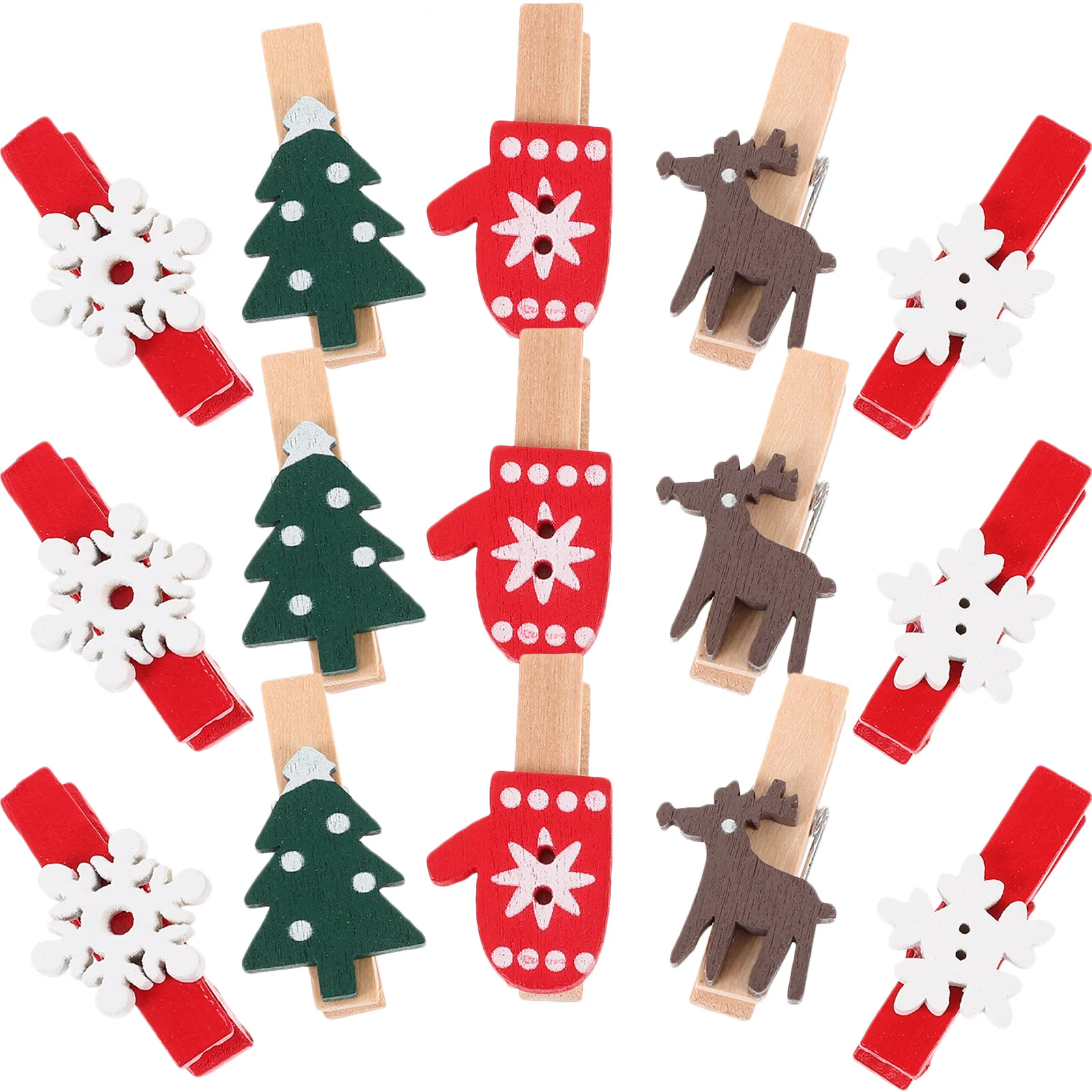 

125pcs Christmas Photo Clips Mini Wooden Craft Pins For Xmas Party Decorative Holders Small Clothespins Wood Memo Clamps