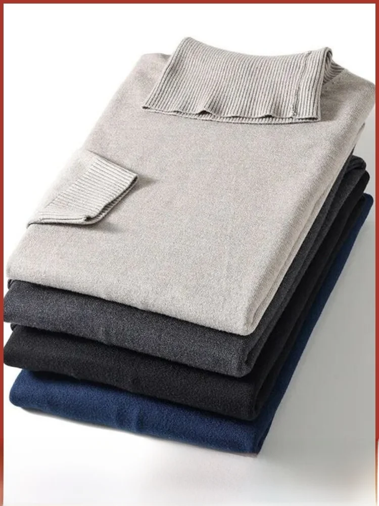 

Удобный высокий вязаный свитер для мужчин, универсальный цвет, повседневный зимний модный городской молодежный свитер из полиэфирного волокна