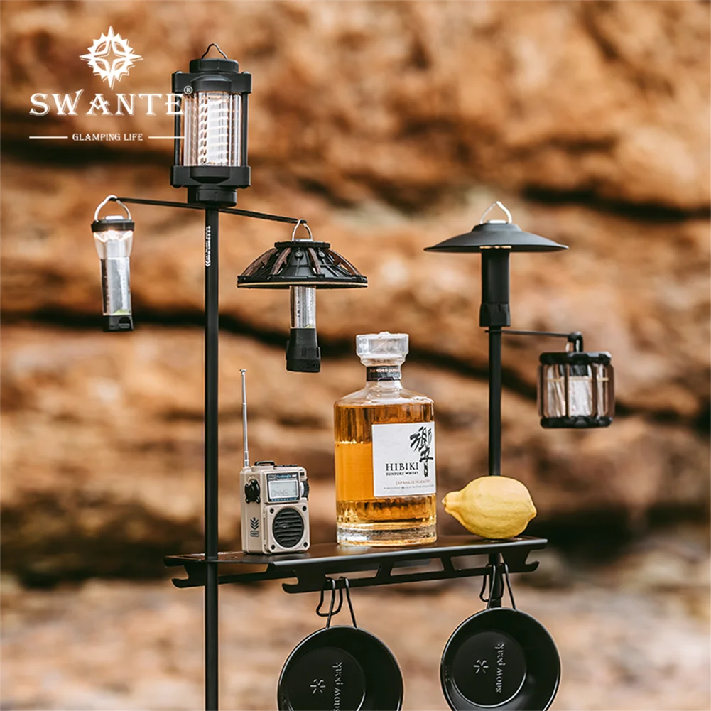 Swante Outdoor Camping desktop Foldable Lamp Post Pole Portable Hanging Light Fixing Stand Holder 38 explore Lantern Stand