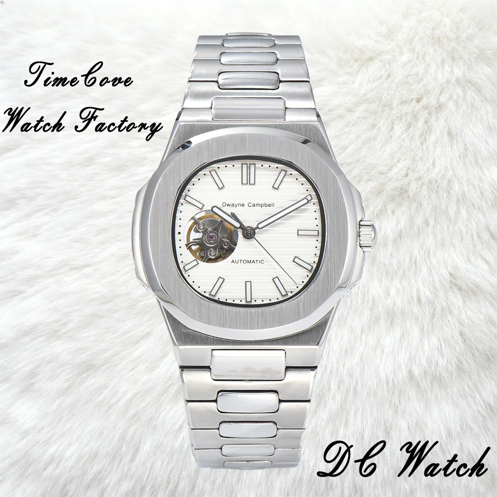 Per NH38 Orologio con logo personalizzato Cronografo impermeabile Movimento automatico Orologi Quadrante cavo modificato con coperchio inferiore cavo
