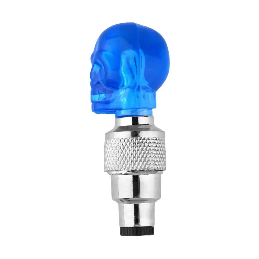 Skull Shape Valve Cap LED Light Wheel Tyre Lamp Colorful Bicycle Accessories for Car Motorbike Bike Wheel Light Traffic Safety