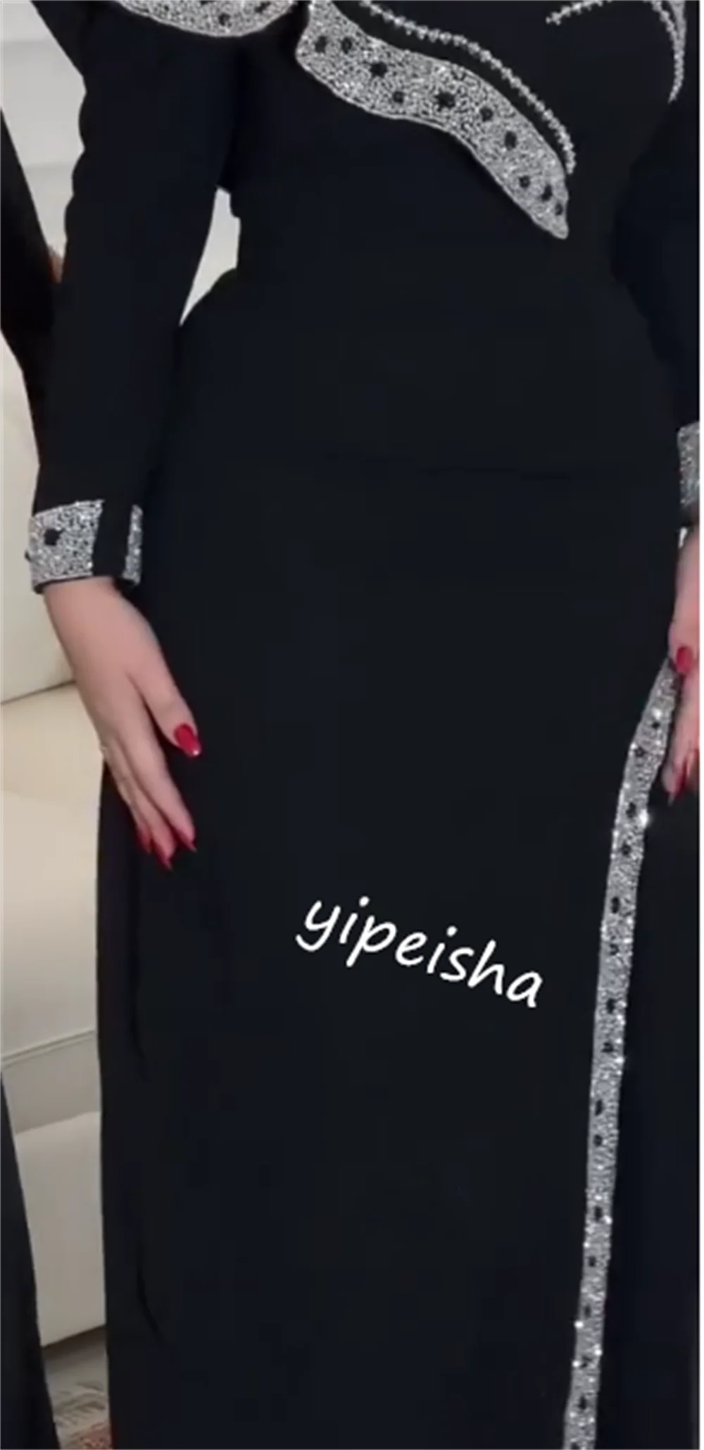 Vestido Midi de noche con hombros descubiertos y cuentas, Jersey de Arabia Saudita, línea A, a medida, para ocasiones