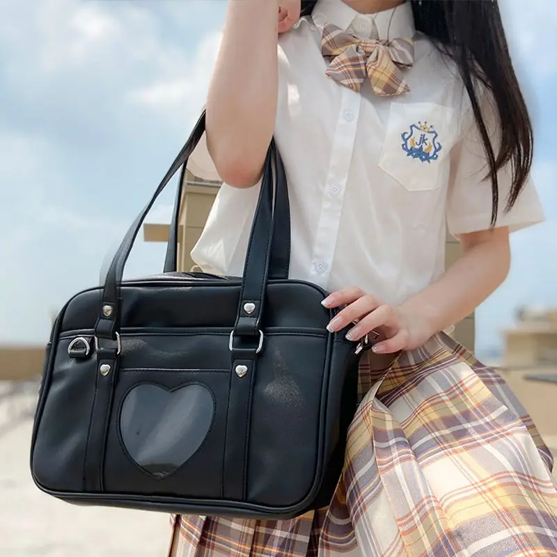 Japanese Heart Patchwork Women Handbags High-capacity Streetwear Simple Messenger Bag All Match Fashion Shoulder Bags Y2k Preppy