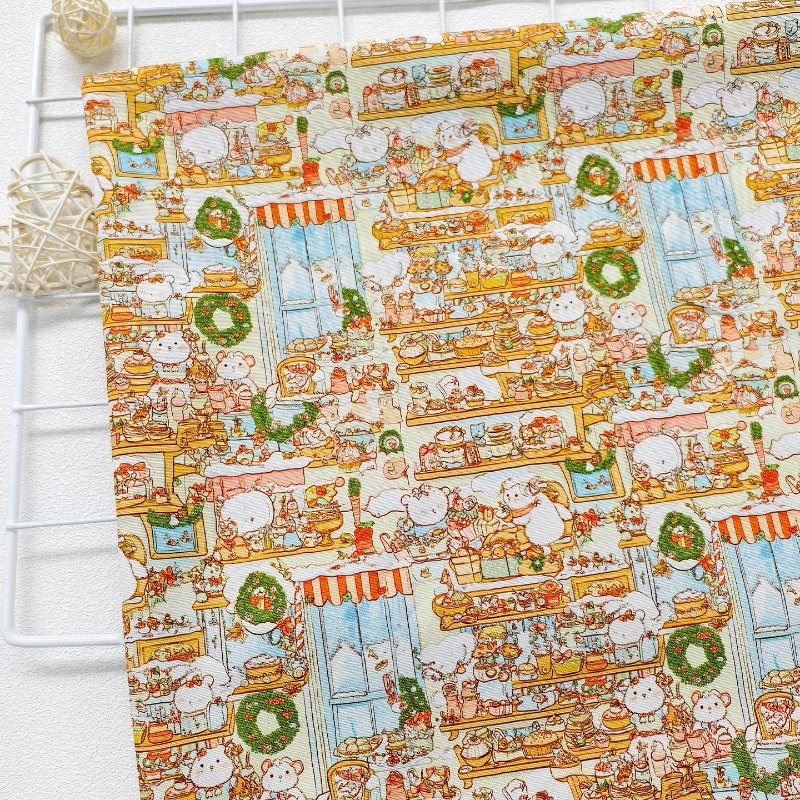 

Christmas Sheep Print Cotton Cloth Womens Dress Home DIY Curtains Hanfu Craft Material Soft Textile for Sewing Handmade Ornament