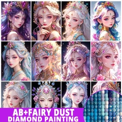 AB Diamond Painting Fairy Dust DIY Girl New Chinese Style Flower Embroidery 5D Full Drill Jewelry Rhinestone Home Decor Gift