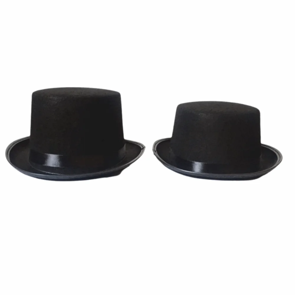 New Fabric Black Top Hat Costume Accessory Elegant Jazz Cap Collapsible Dark Gentleman Cap Stage Performances