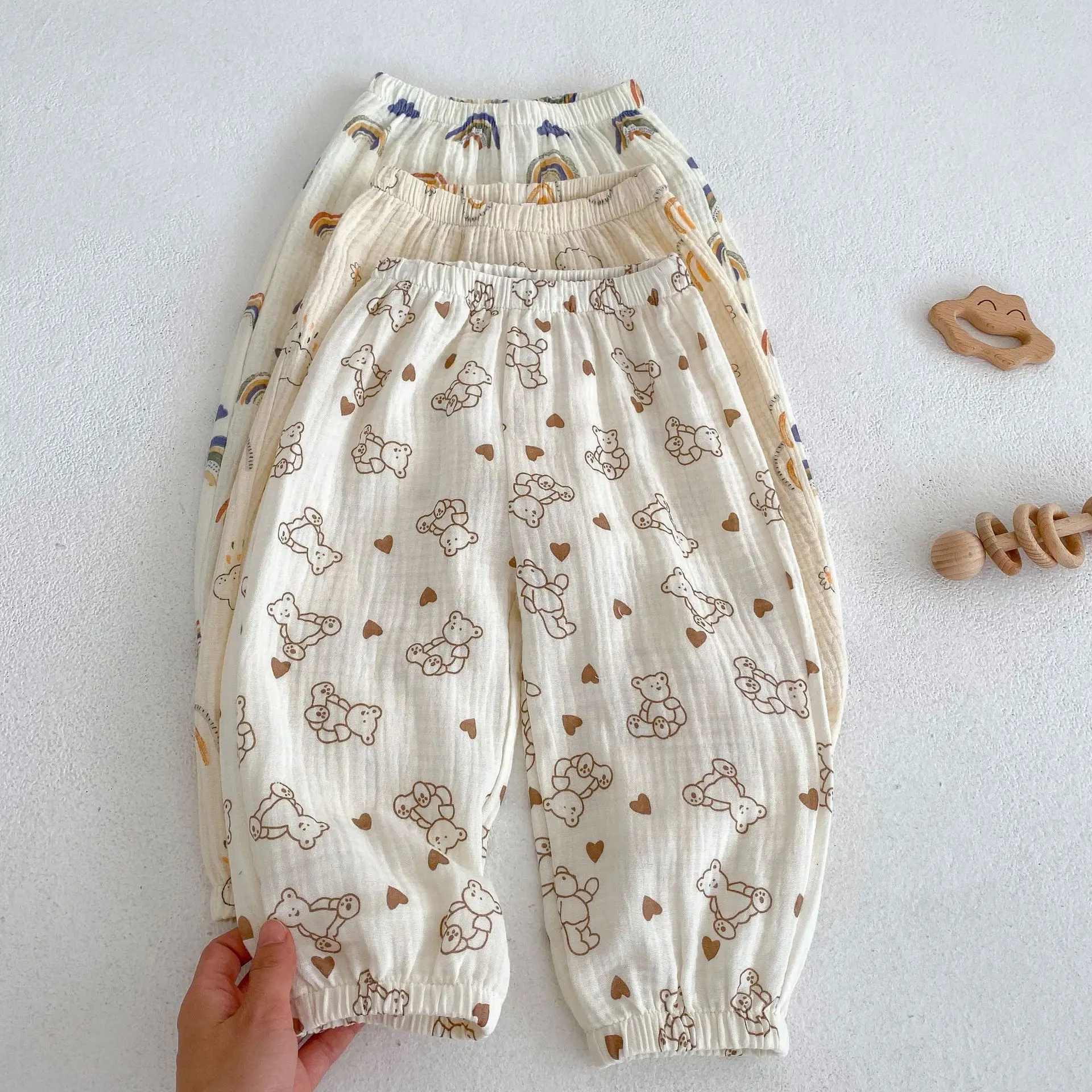 INS Summer New Baby Baby Cartoon Rainbow Cute Little Bear Printed Cotton Pants Versatile Mosquito Proof Pants