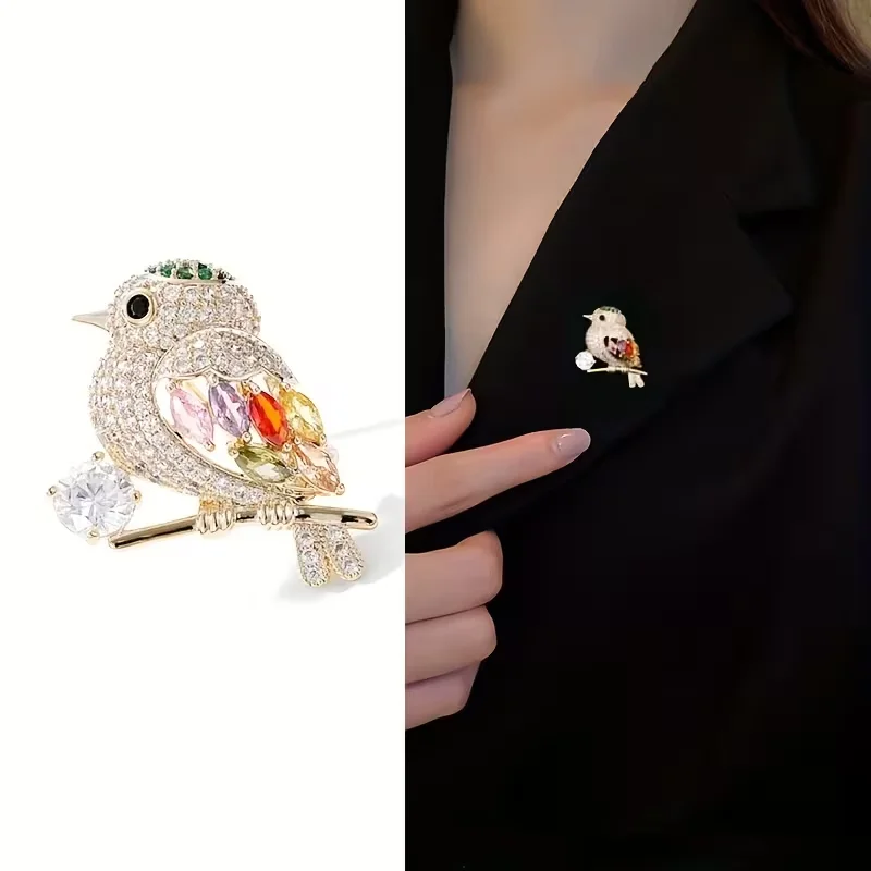 Magpie brooches, skirts, shirts, suits, evening gowns, sweaters, scarves, shawls, coat pins