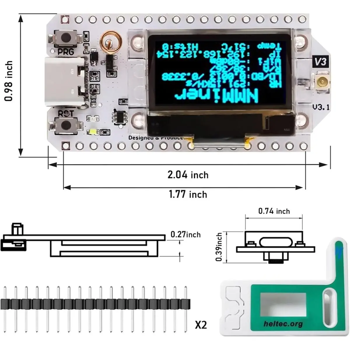 (A32M) 3 Set LoRa V3 Development Board with Case Meshtastic WiFi Dual Core 240MHz with 0.96