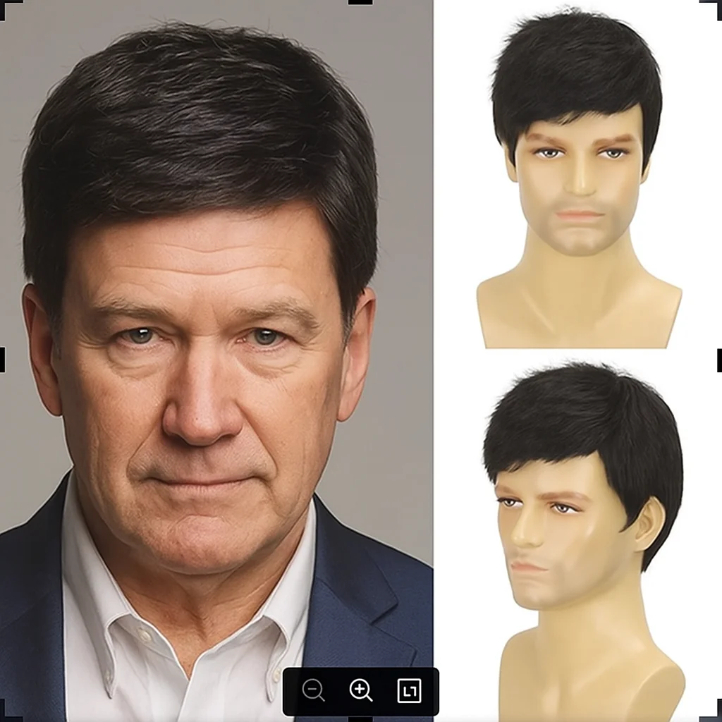 Czarna, krótka, kolczasta peruka syntetyczna dla mężczyzn - naturalny wygląd, do noszenia na co dzień