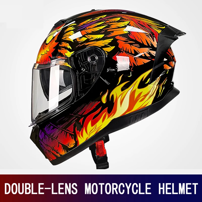 

Высококачественный мотоциклетный шлем, мужской полный охват, противотуманный, двойной объектив, полный шлем, ретро круизный гоночный шлем, мотоциклетный шлем