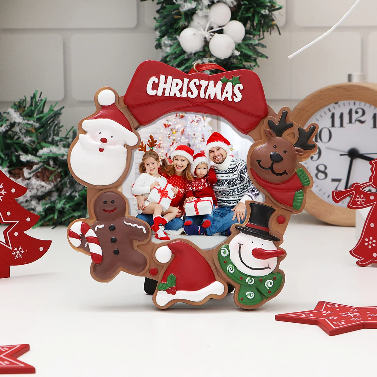 Santa Claus Photo Frame Christmas Decoration Souvenir Resin Picture Decorations Outdoor
