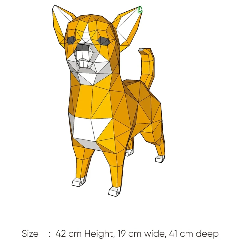 42 см собака чихуахуа, бумажная модель, домашний декор, украшение для комнаты, украшение для стола, домашнее животное, рукоделие, 3D DIY, креативные игрушки ручной работы