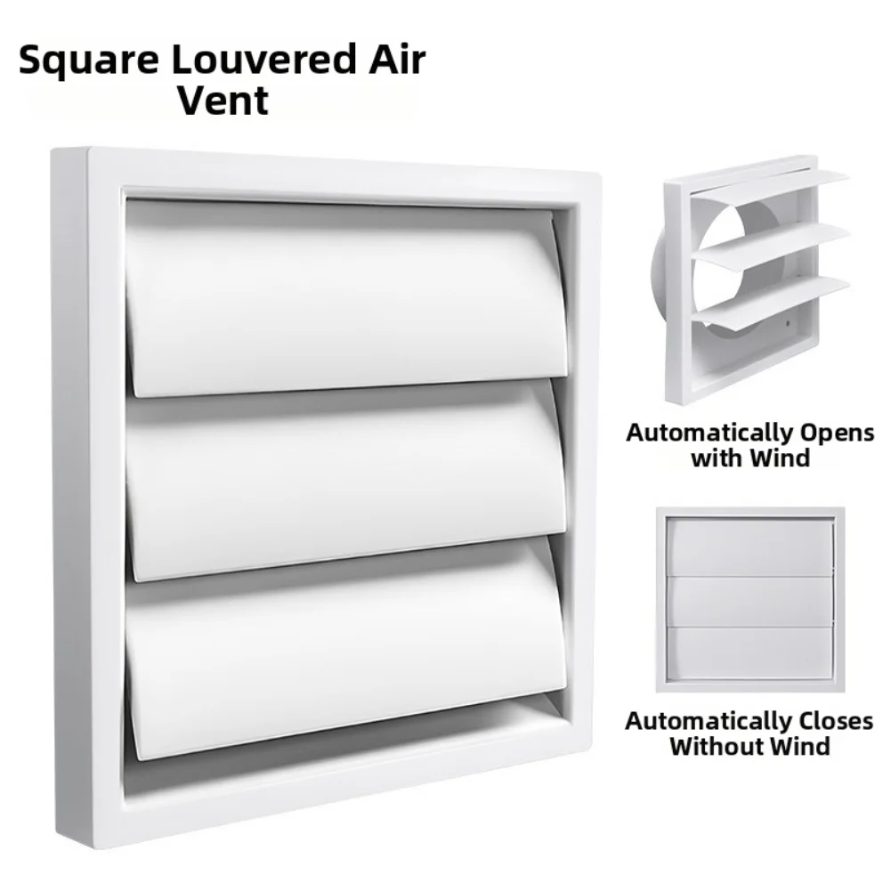 

Долговечная вентиляционная крышка 100 мм/125 мм с регулируемыми жалюзи, квадратная ветрозащитная крышка для сушилки, защитная решетка от атмосферных воздействий