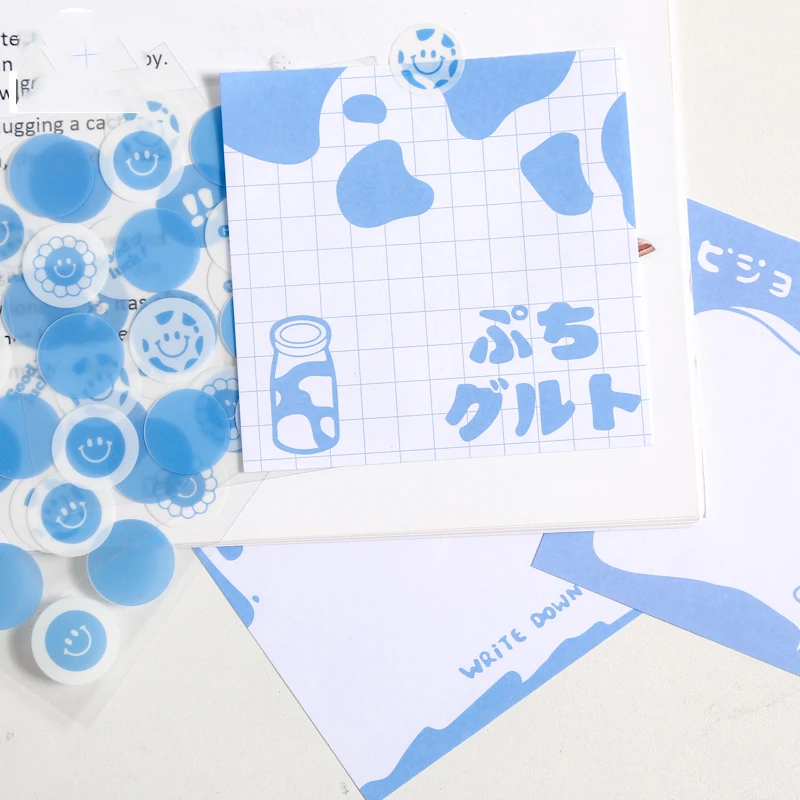 Mr. Paper 4 Styles 93pcs/bag Cute Cow Pattern Sticker Memo Pad Fresh Girl Heart Wallet Decoration Writeable Memo Pad