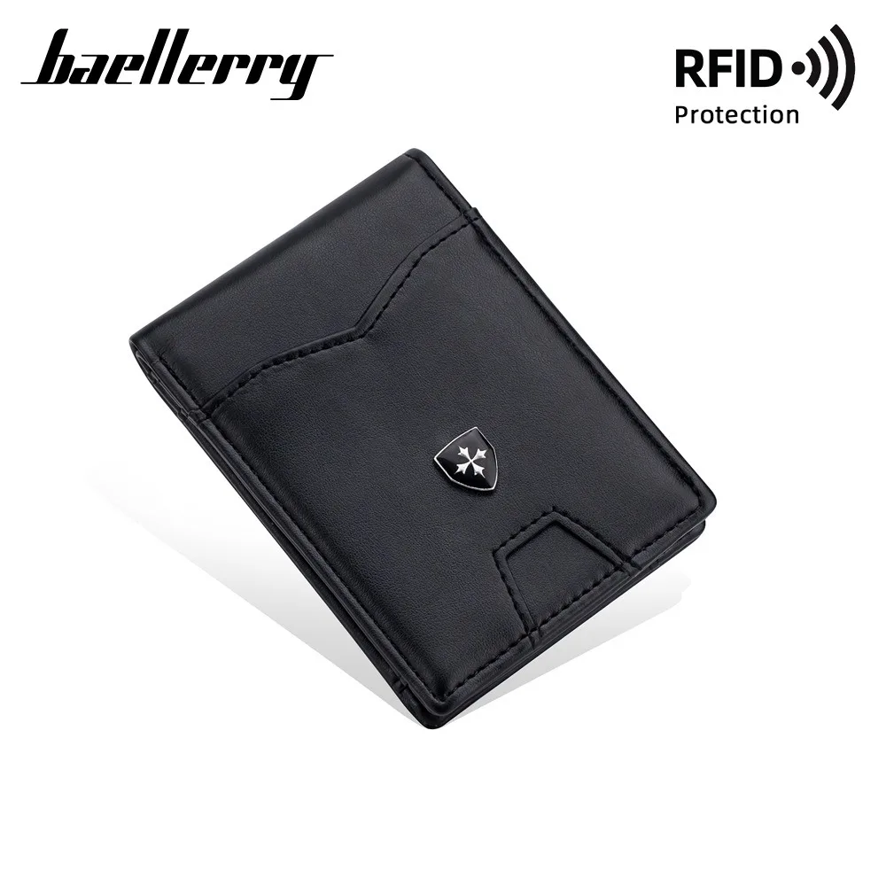 Baellerry Anti-Diebstahl-Kurzbrieftasche, schlankes Design, PU-Leder, Visitenkartenhalter, Reißverschluss, Geschenk für Ihn