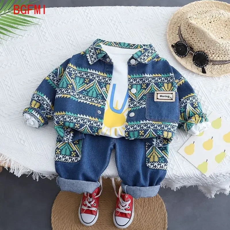 Spring Fall Outerwear Fashion Baby Girl Denim Children\'s Clothes Jacket +pant 2PCS set Kid clothes boys Jean Clothing Suit 2-10Y