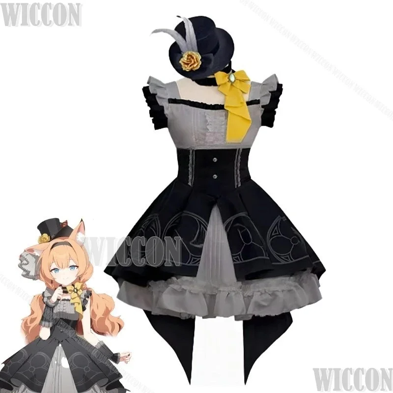 w;3.c\6;h'8/Iochi Mari Game Blue Archive Cosplay Costume Lolita Dress Black Uniform Wig Ears Hairband Women Halloween5'u.9;m\4/p - view 3