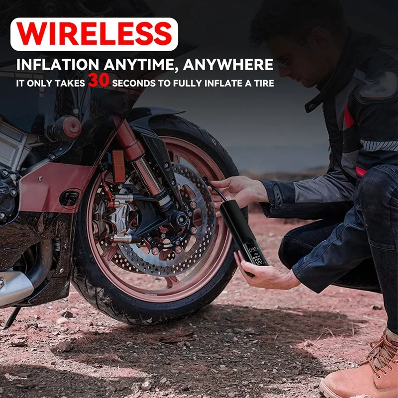 Car Wireless Air Pump Motorcycle Car Tire Pump Black Mini Outdoor Portable Emergency Pump