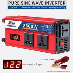 Pure Sine Wave Inverter DC 12v/24v To AC 110V/220V 1000W 1800W 2600W 3200W Portable Power Bank Converter Solar Inverter