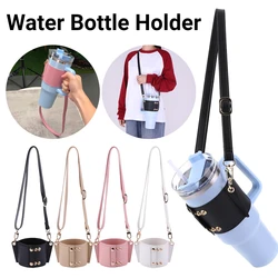 Travel Water Bottle Carrier Bag with Adjustable Strap PU Leather Water Bottle Holder Compatible withStanley 30oz & 40oz Tumbler