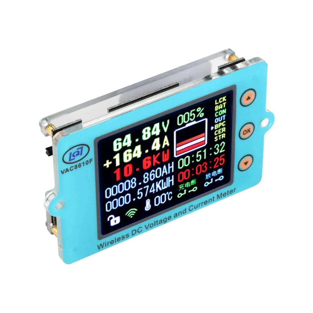 2.4 Inch DC 500V/100V  Wireless Voltage Meter Ammeter Solar Battery Charging Coulometer Capacity Power Detector Tester 50A 300A