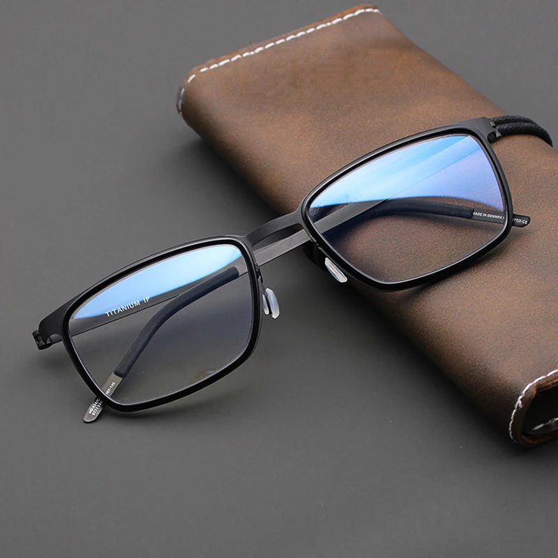 Denmark Brand Ultralight Rectangle Glasses Frame for Men Titanium Eyeglasses Women High-end Quality Screwless Eyewear 9711