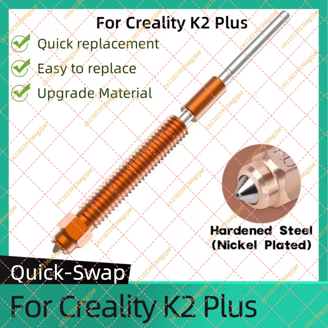 Quick-Swap Nozzle For Creality K2 Plus Hardened steel All-metal Nozzle For K2 Plus 3D Printer Accessories Unicorn K2P Nozzle