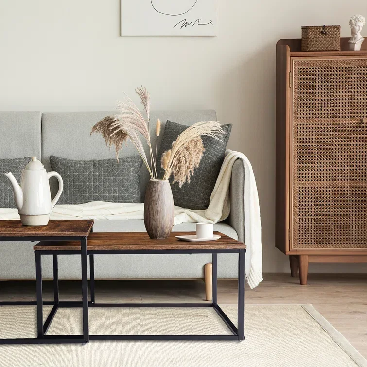 Coffee Table Features A Stylish Combination Of Wood And Metal 2 Square Coffee Table