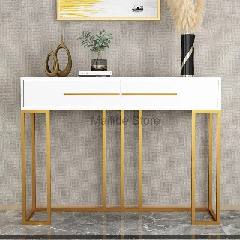 American Designer Console Tables Leisure Home Iron Console Table for Hallway Modern Living Room Furniture Living Room Cabinets