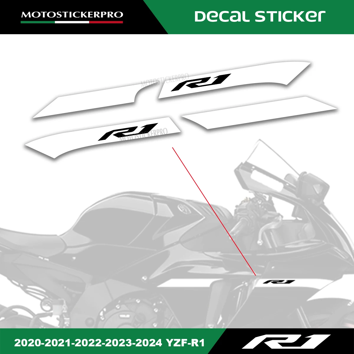 Stickers for YZF-R1 2020 2021 2022 2023 2024 reproduction decals Stickers kit YZF R1 Motorcycle Left Right Fairing Stickers