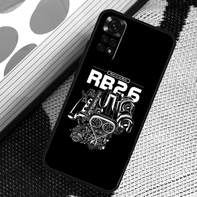 JDM Car RB26 Engine Case For Xiaomi Redmi Note 11 10 8 9 12 Pro Note 11S 10S 9S 8T Redmi 10 10C 12C 9C 9T Cover image 3
