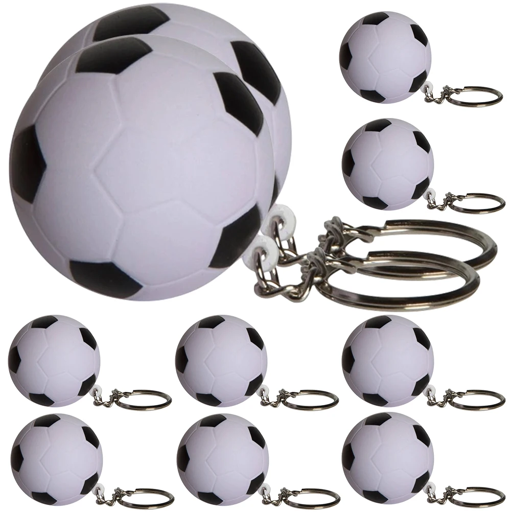 

10 Pcs Football Keychain Blue Ink Pen Soccer Retractable Small Gift Accessories Plastic Keychains