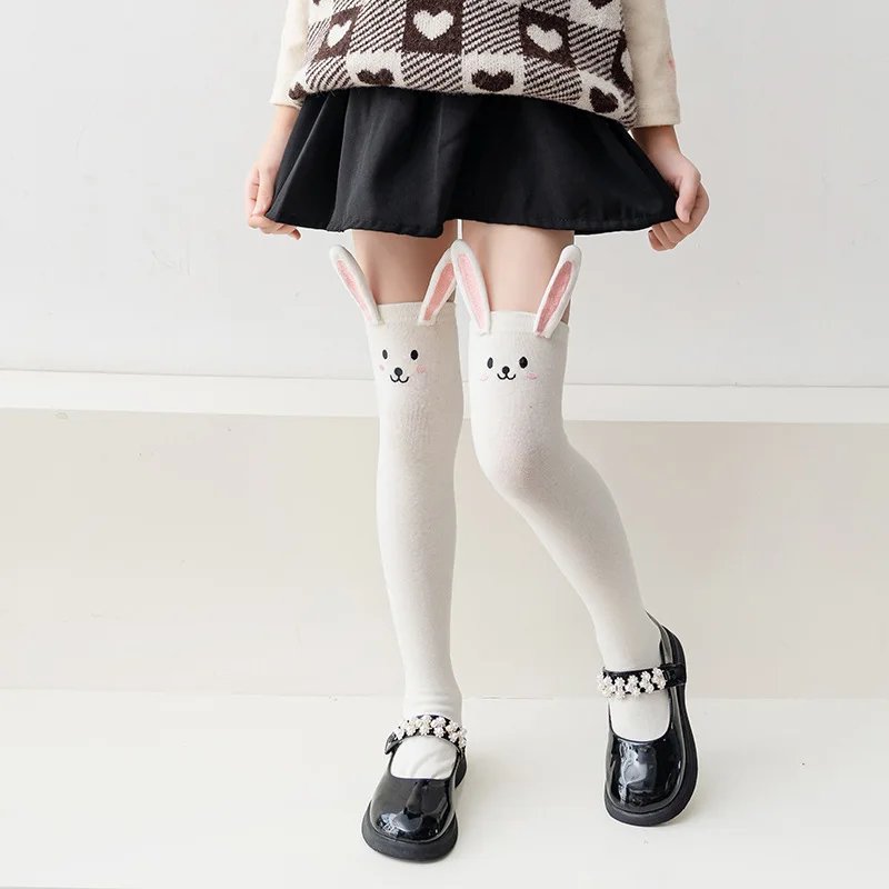 Spring Girls Cute Cartoon Stockings Animals Panda/Puppy/Bunny Over Knee High  Children JK Cotton Long Socks