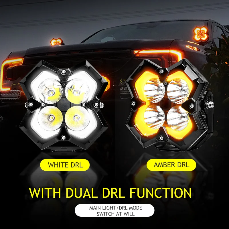 12V 80V 120W White Yellow 4Inch Led Work Light Daytime Running Light For Auto Exterior Lighting Offroad 4X4 ATV Lamps Fog Lamp