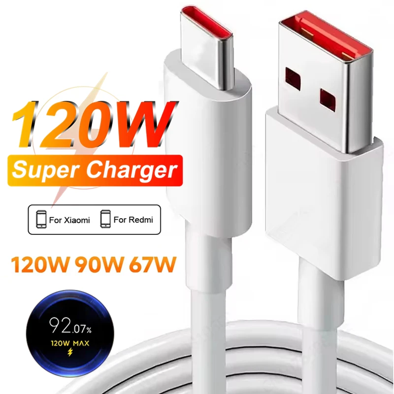 120W 100W 90W 67W Turbo Fast Charging Type-C USB Cable For Xiaomi 11 12 13 14 15 17 Pro Redmi Note 11 12 13 14 POCO X5 X6 X7 Pro