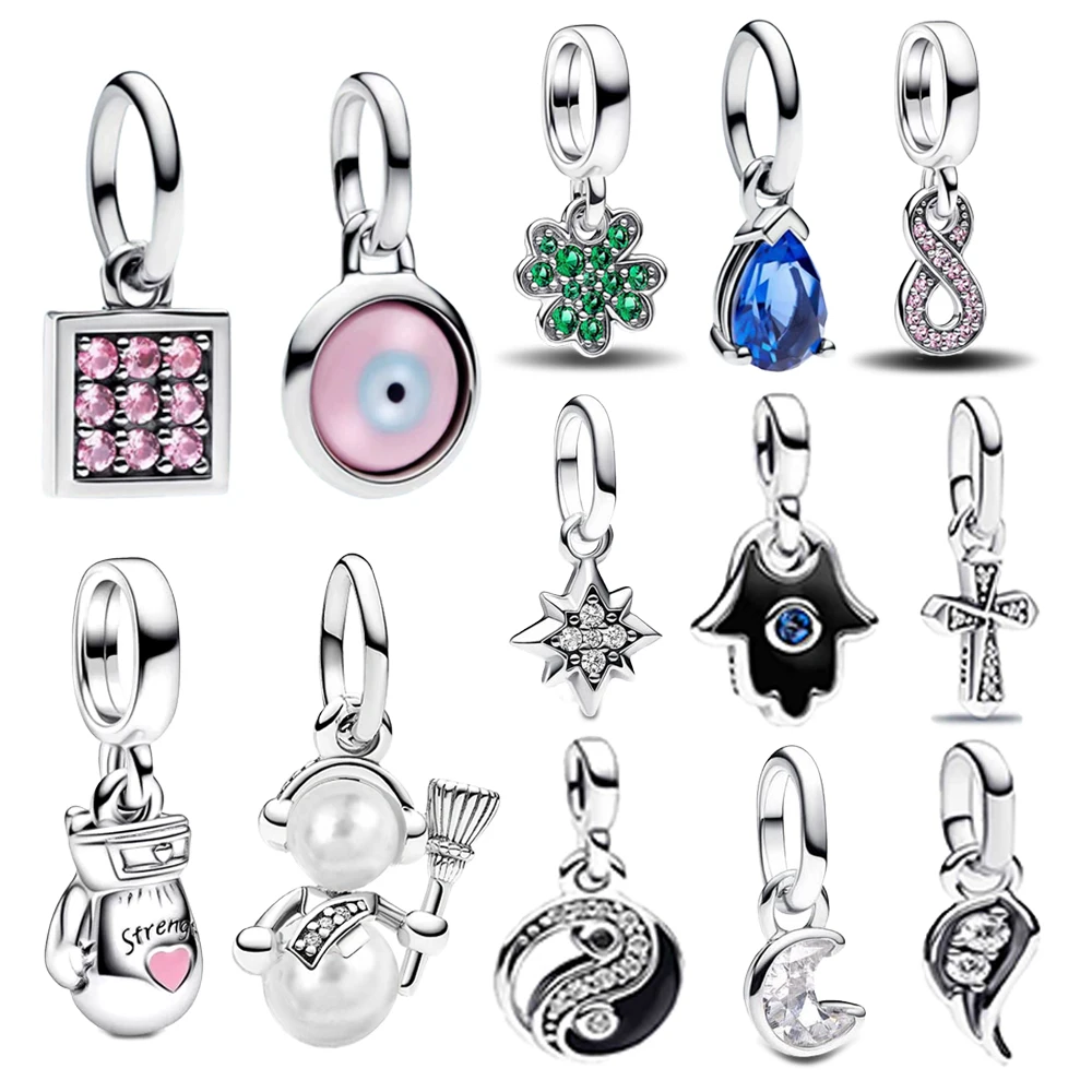 Classic Series 925 Sterling Silver Clover&Infinity&Snowman&Gloves&Octagram&Eyes&Hands ME Charm Fit Brand Bracelet DIY Jewelry
