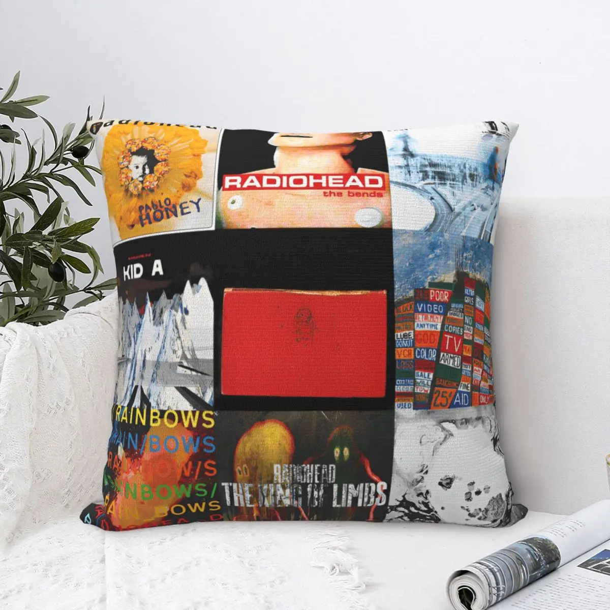 All This Radio But No Head Pillow Cover Printed Radioheaded Rock Band Throw Pillow Case Cover Car Square 45*45cm Multi-Size