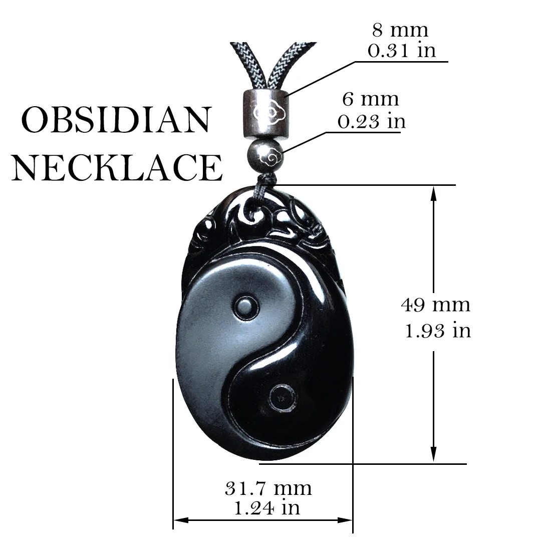 Natural Black Obsidian Tai Chi Gossip Necklace Pendant Yin Yang Tai Chi Necklace Jewelry for Men Women