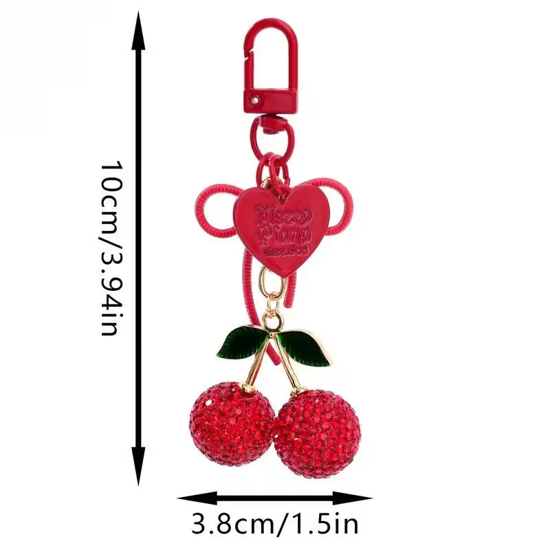 1 Stück Kreatives Herz-Schmetterling-Schleife-Kirsch-Taschenzubehör, Niedlicher Frucht-Kirsch-Schlüsselanhänger, Modischer Autoschlüsselring, Geschenk – Detail 8