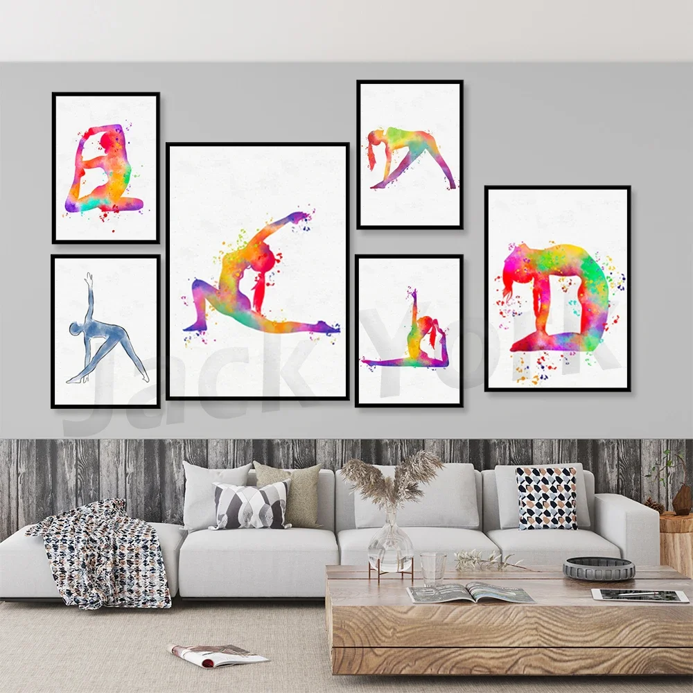 Relaxation Meditation Yoga Studio Wall Art, Watercolor Yoga Prints, Paint Splatter Art, Printable Yoga Poses, Yoga Asanas