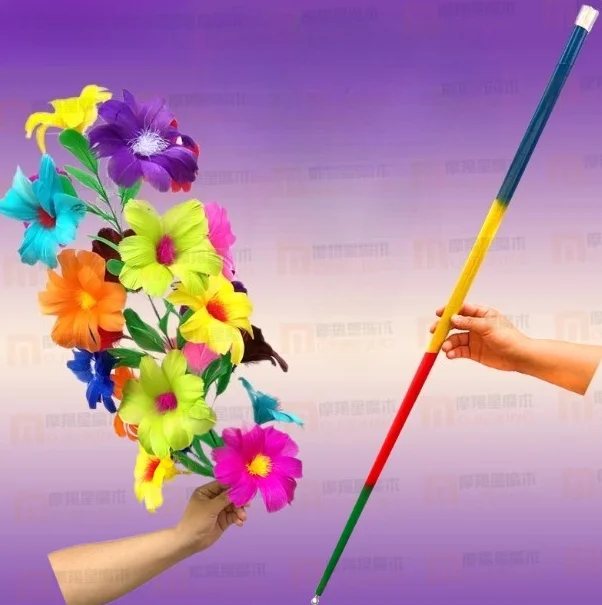 

Professional Vanishing Cane Trick - Deluxe Metal Illusion Wand Transforms into Colorful Bouquet, Stage Magic Prop for Magicians
