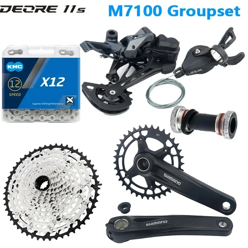 SHIMANO  Mountain Bike SLX M7100 Transmission Kit 1*12S Shift Lever Rear Derailleur Flywheel CN-M6100/X12 Chain MT510 Crank set