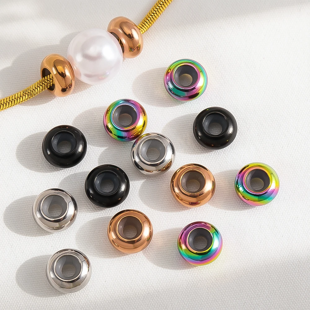 Stainless Steel 8mm Adjustment Positioning Beads Non-slip Silicone Rubber Ring Jewelry Making Loose Spacer Bead DIY Components