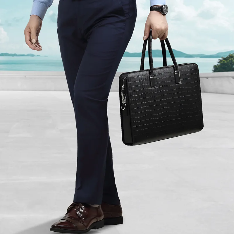 Genuine Messenger Luxury Brand Man Bag Leather Simple Business Briefcase Large Capacity High-end Computer  Cowhide Men's Handbag