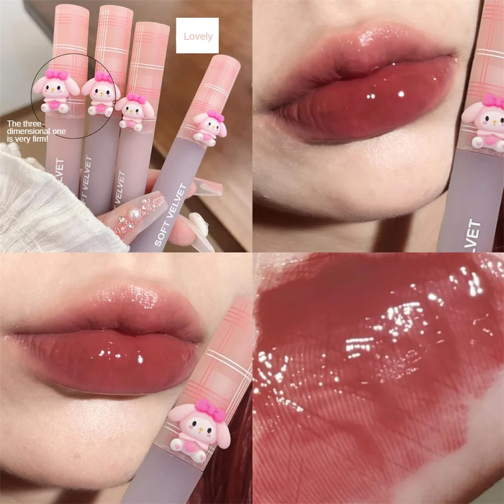 Água-luz espelho Lip Glaze, glitter lip matiz, longa duração hidratante, amor coração forma, batom sólido, caneta lábios maquiagem, cosméticos