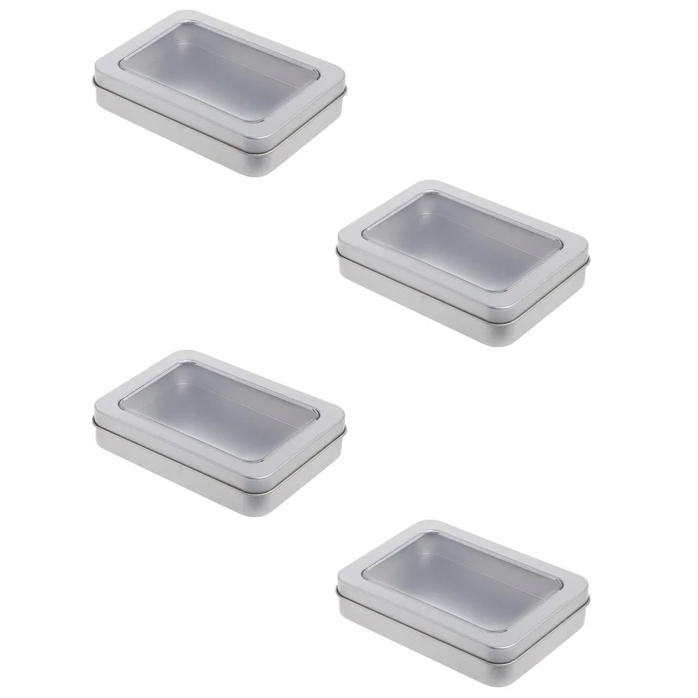 4 قطعة U القرص تخزين صفيح صندوق شفاف سطح المكتب نافذة حالة لمفاتيح محرك USB حبوب القرط الحرفية المعادن المنظم